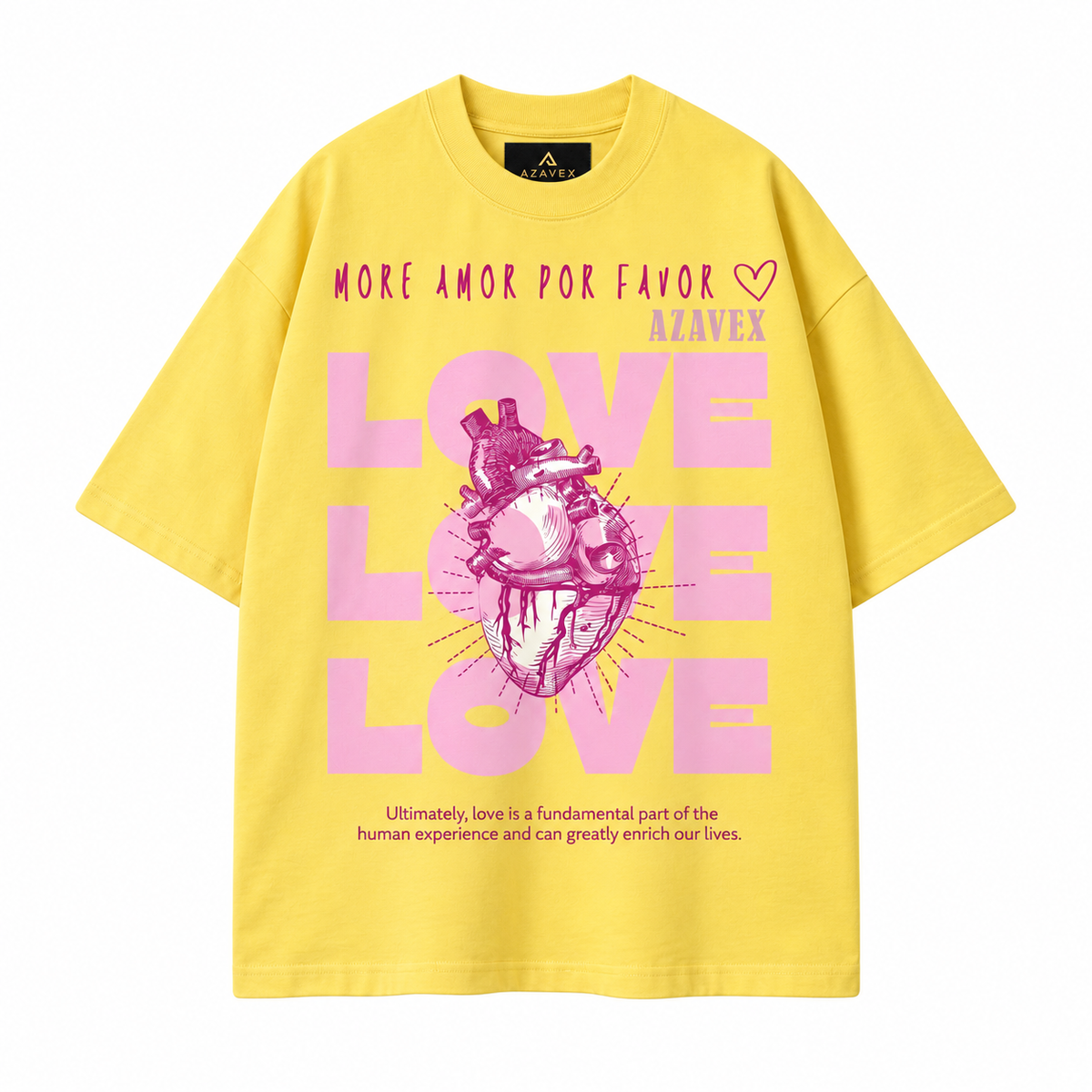 Love Is Everything Heart Tee — yellow — front view