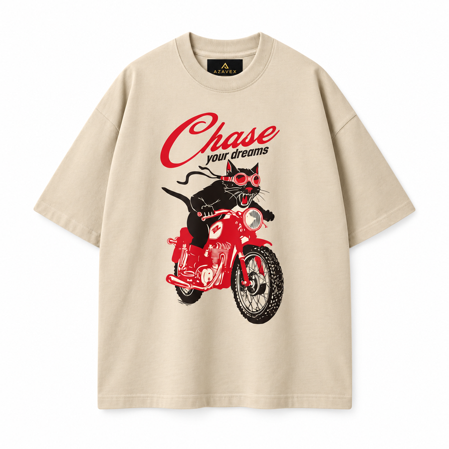 Chase Your Dreams Rider Tee — beige — front view