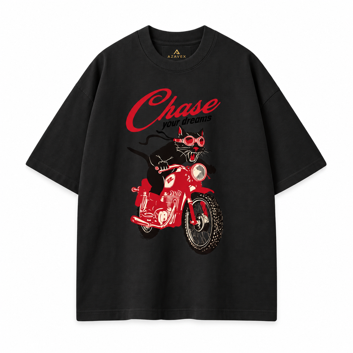 Chase Your Dreams Rider Tee — black — front view