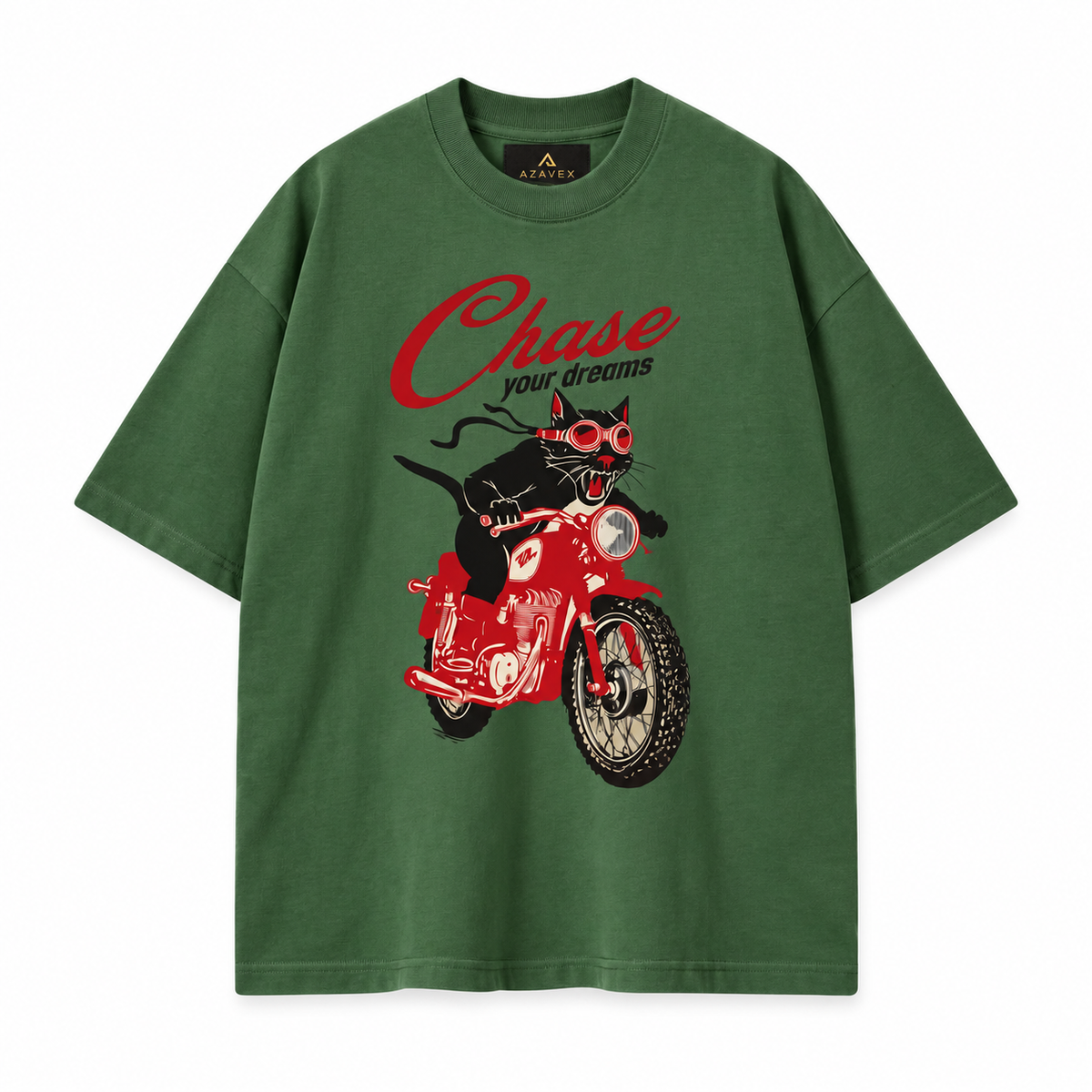 Chase Your Dreams Rider Tee — green — front view