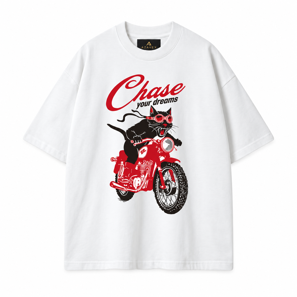 Chase Your Dreams Rider Tee — white — front view