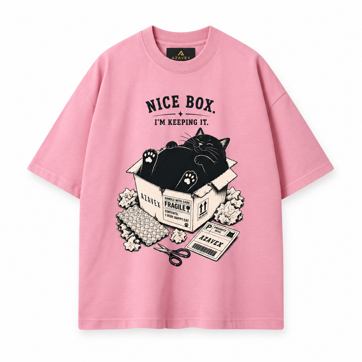 Nice Box Cat Tee — pink — front view