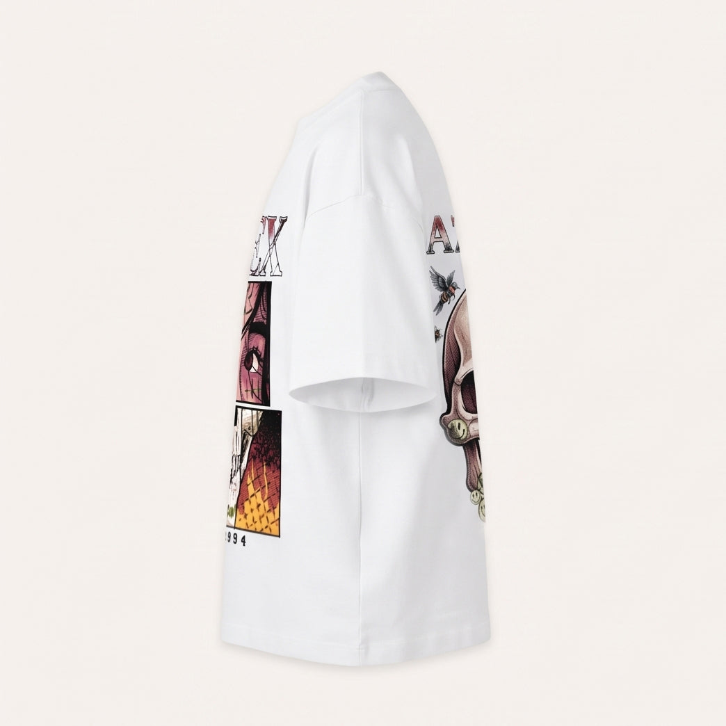 Rose Skull Manga Collage Tee — left view