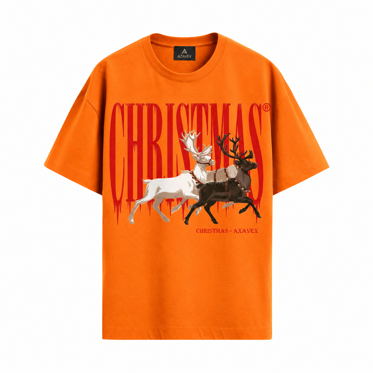 Christmas Reindeer Heritage Tee — orange — front view