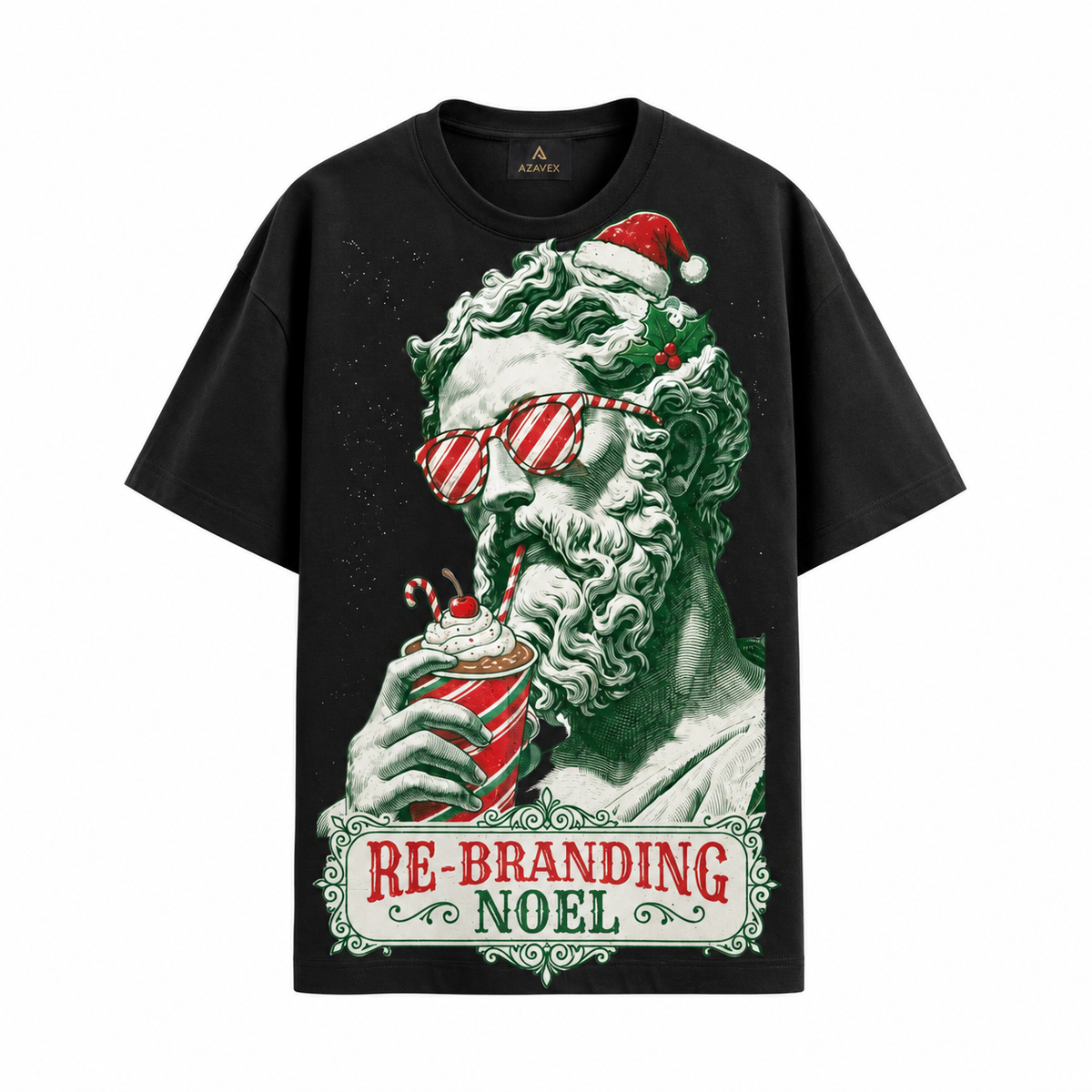 Rebranding Noel Santa Tee — black — front view