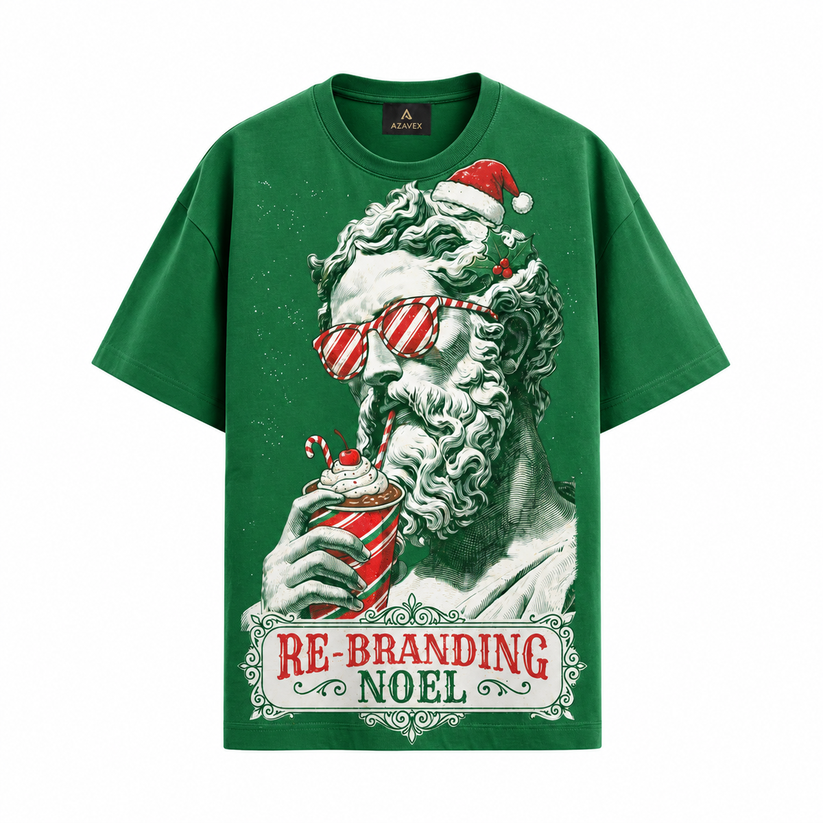 Rebranding Noel Santa Tee — green — front view