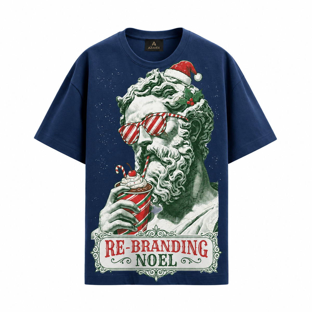Rebranding Noel Santa Tee — navy — front view
