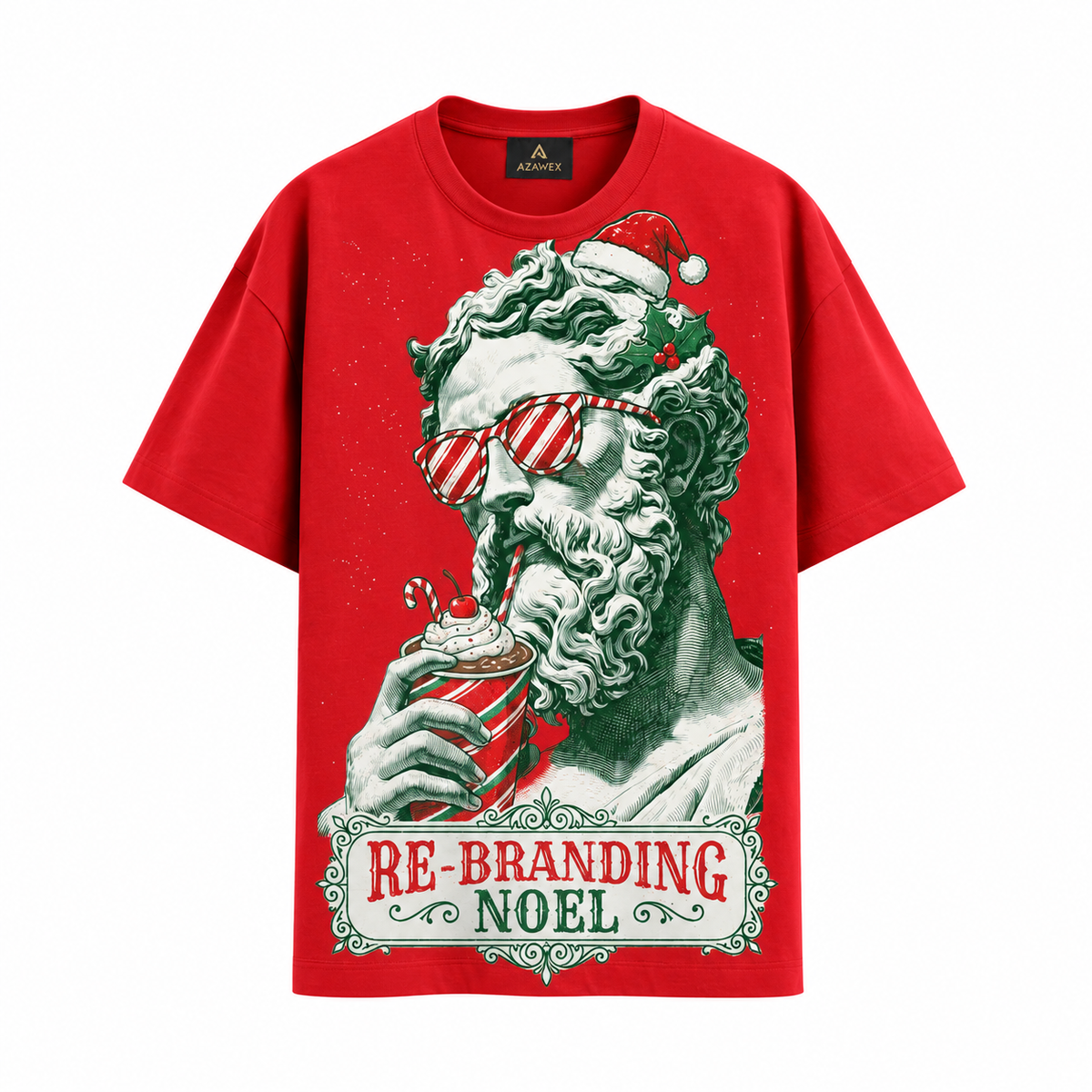 Rebranding Noel Santa Tee — red — front view