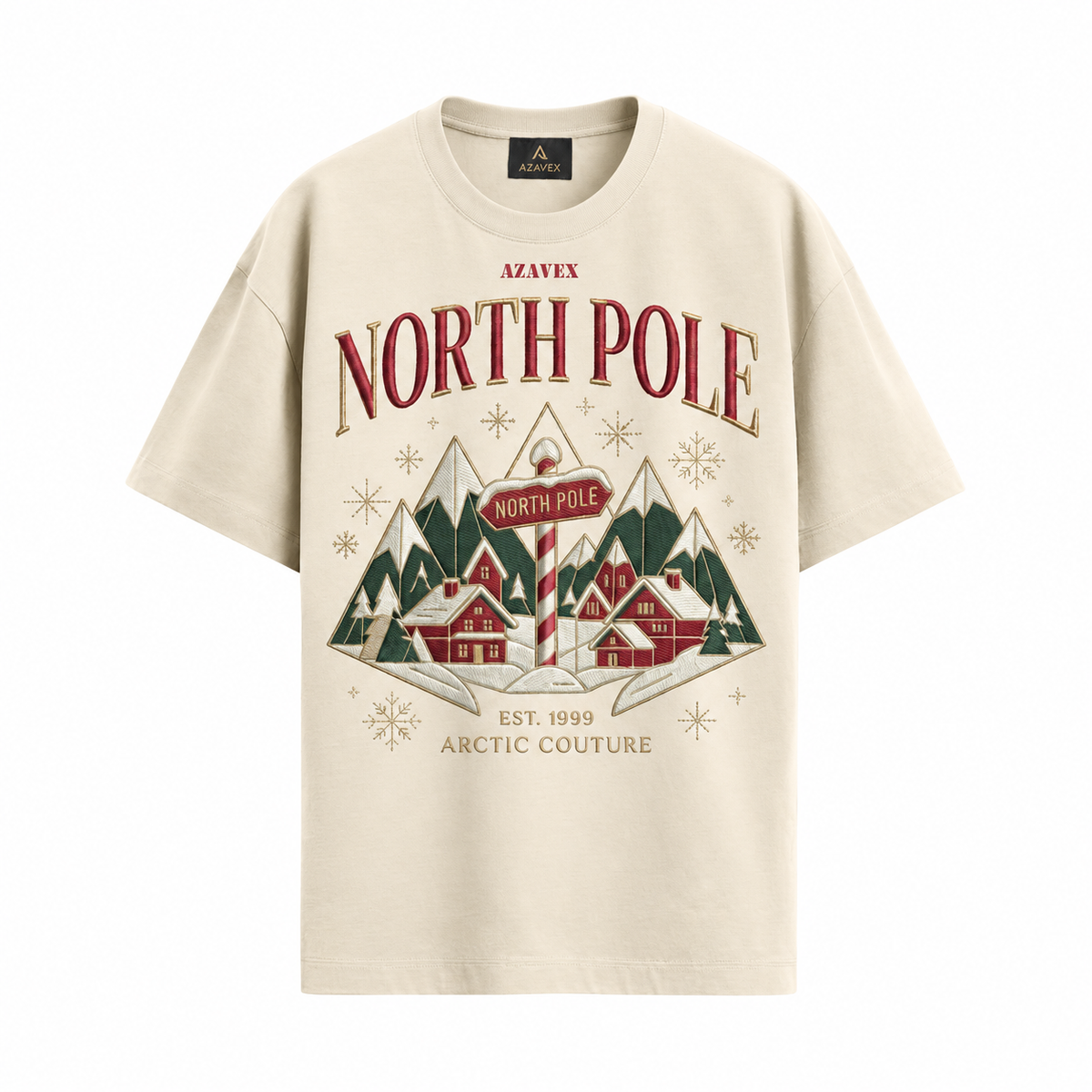 North Pole Alpine Village Tee — beige — front view