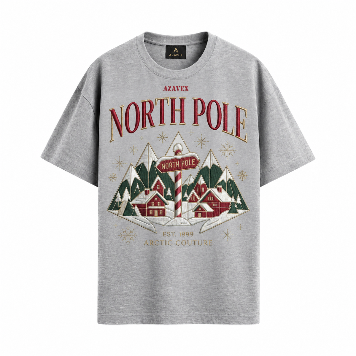 North Pole Alpine Village Tee — gray — front view