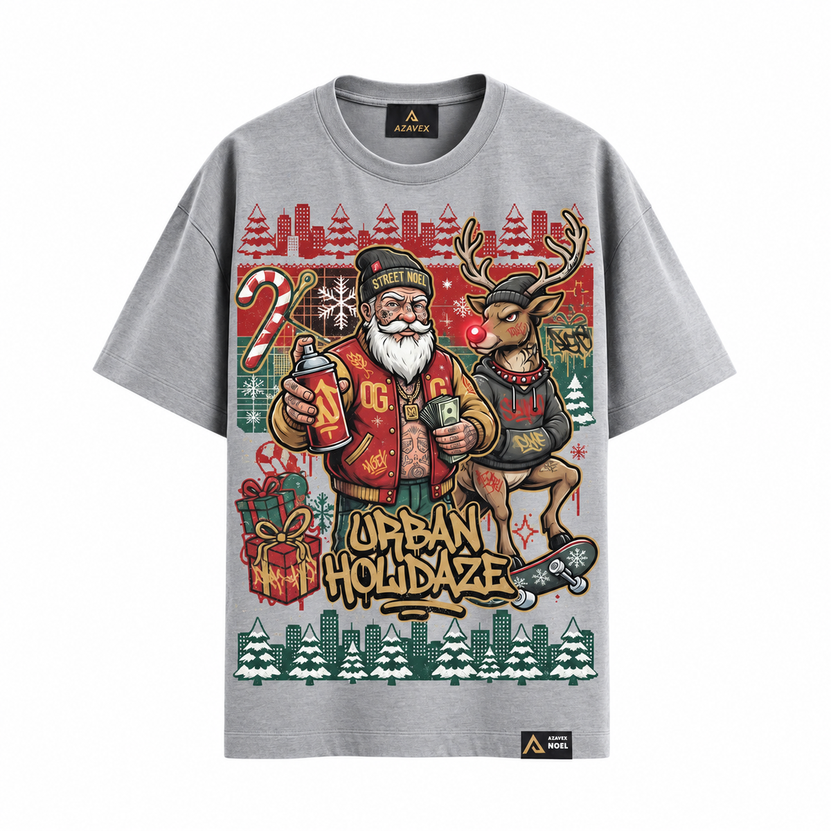 Urban Holidaze Santa Tee — gray — front view