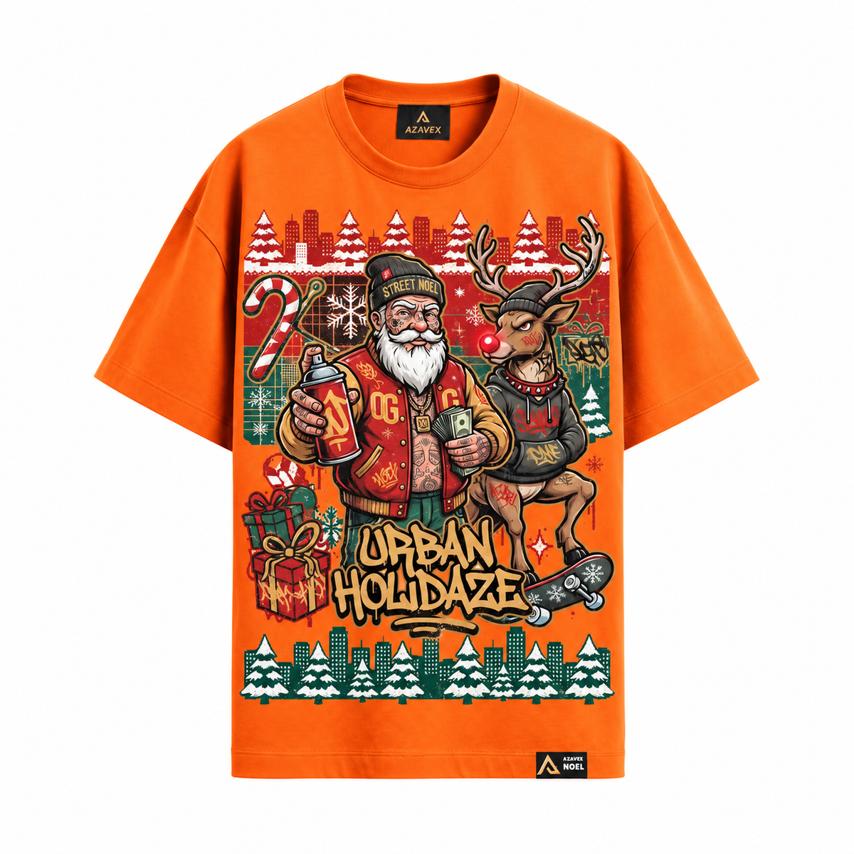 Urban Holidaze Santa Tee — orange — front view