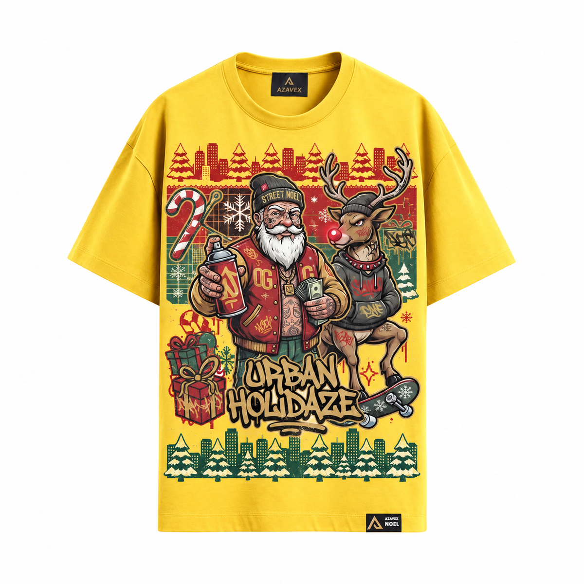 Urban Holidaze Santa Tee — yellow — front view