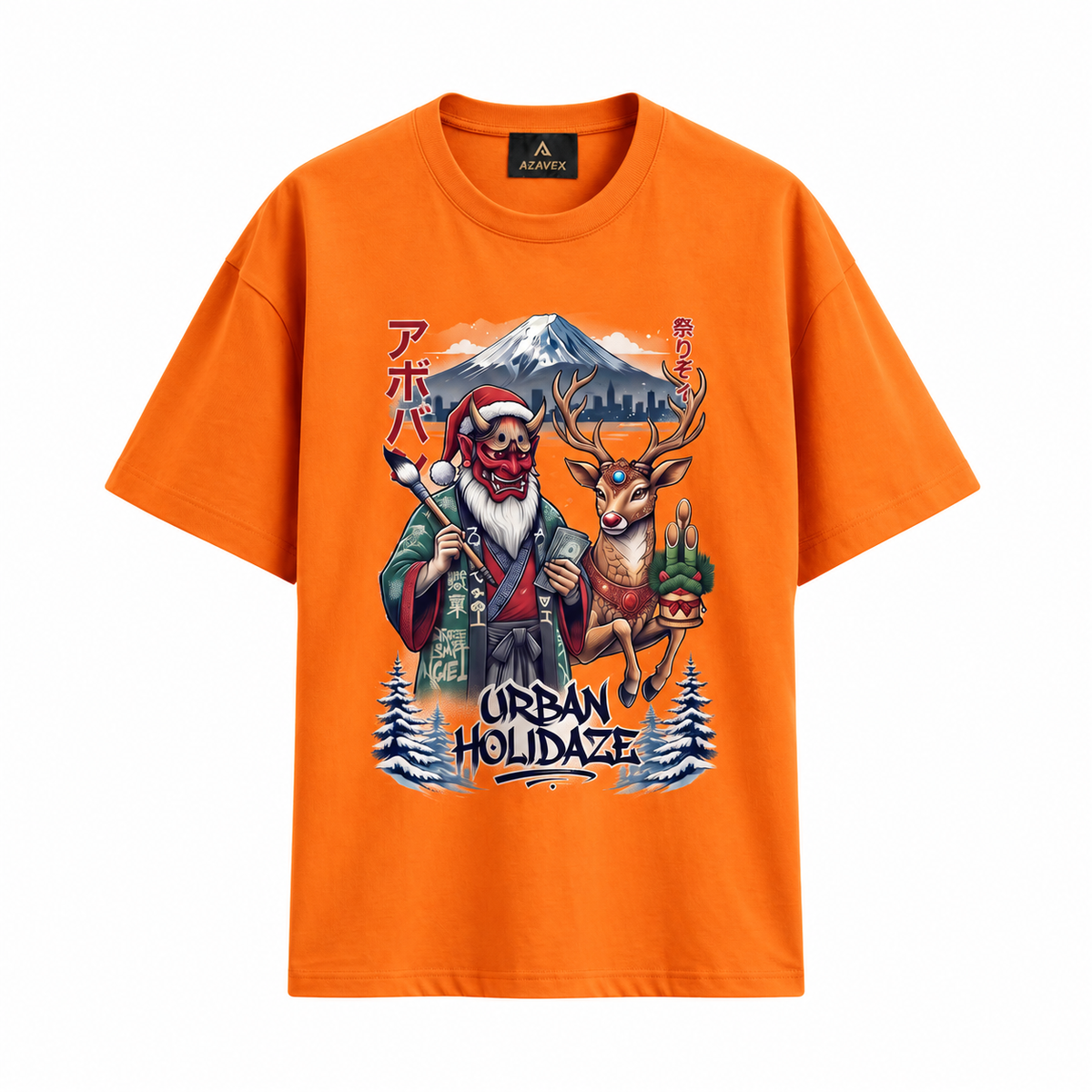 Fuji Holiday Adventure Tee — orange — front view