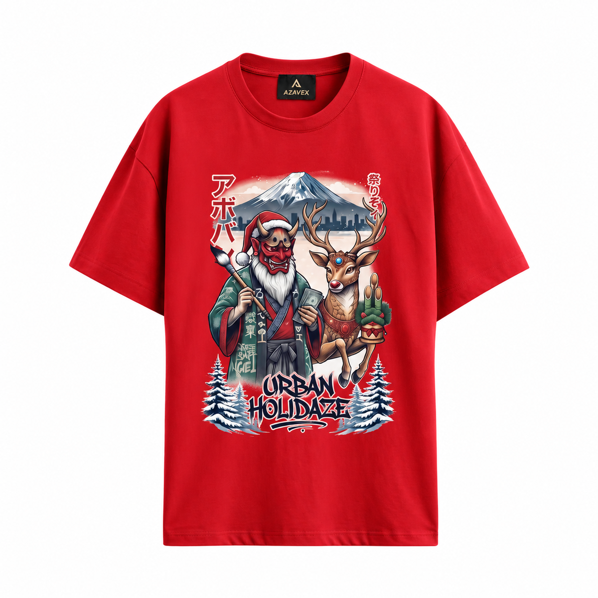 Fuji Holiday Adventure Tee — red — front view