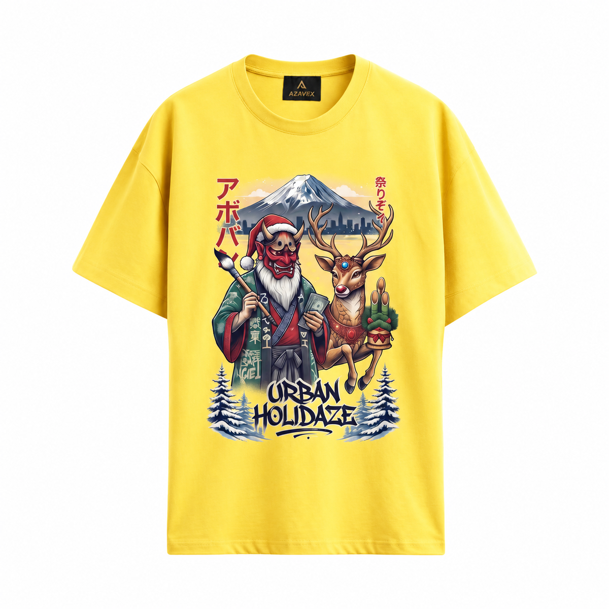 Fuji Holiday Adventure Tee — yellow — front view