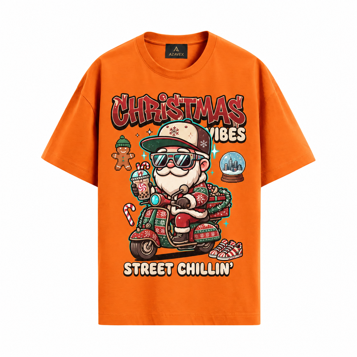 Christmas Vibes Scooter Tee — orange — front view
