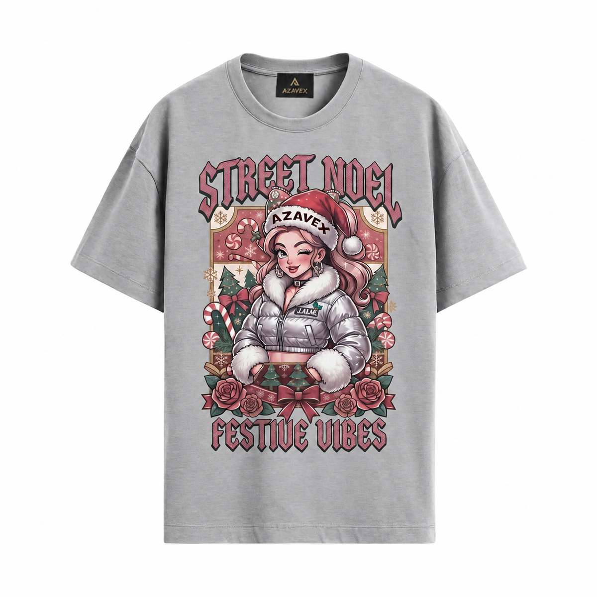 Street Noel Festive Rebels Tee — gray — front view