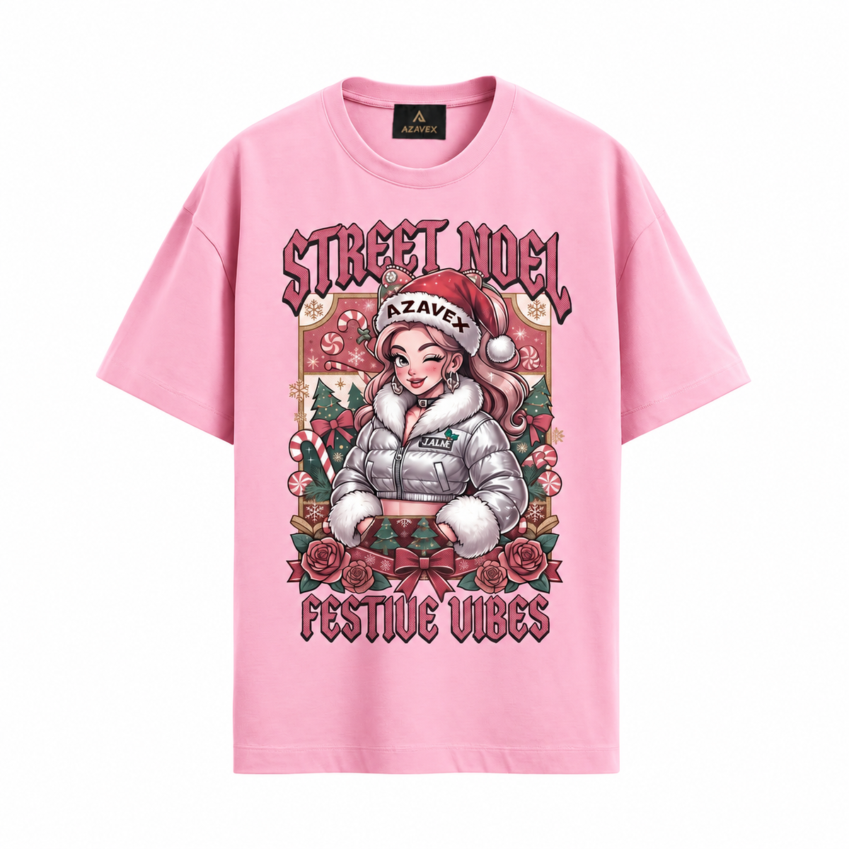 Street Noel Festive Rebels Tee — pink — front view