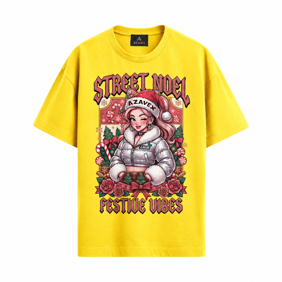 Street Noel Festive Rebels Tee — yellow — front view