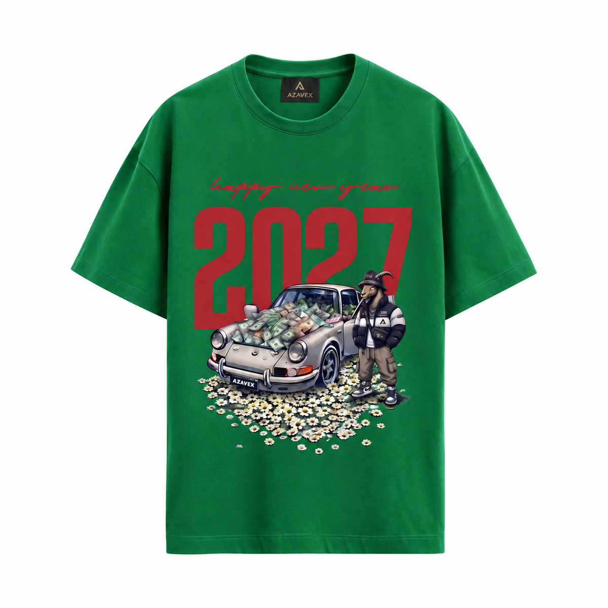 New Year 2027 Cruise Tee — green — front view