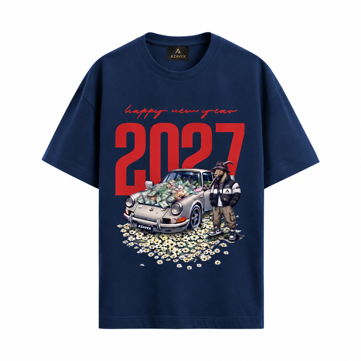 New Year 2027 Cruise Tee — navy — front view