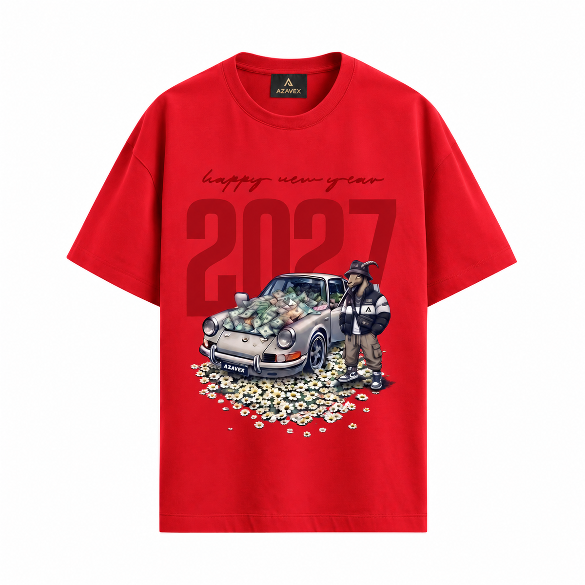 New Year 2027 Cruise Tee — red — front view