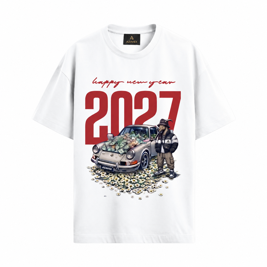 New Year 2027 Cruise Tee — white — front view