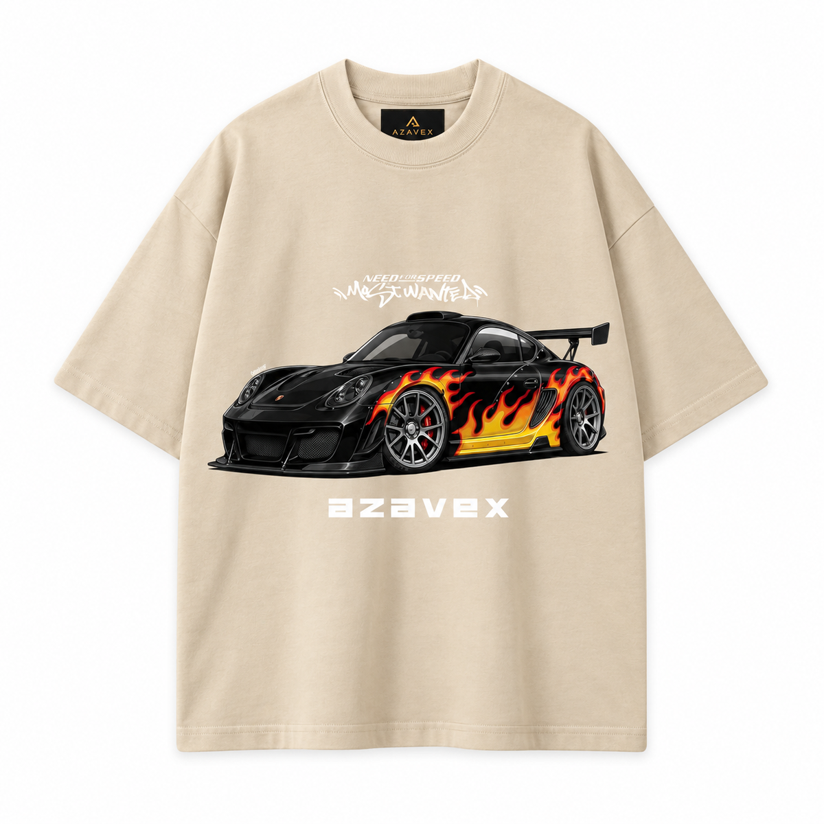 Flame Runner Motors Tee — beige — front view