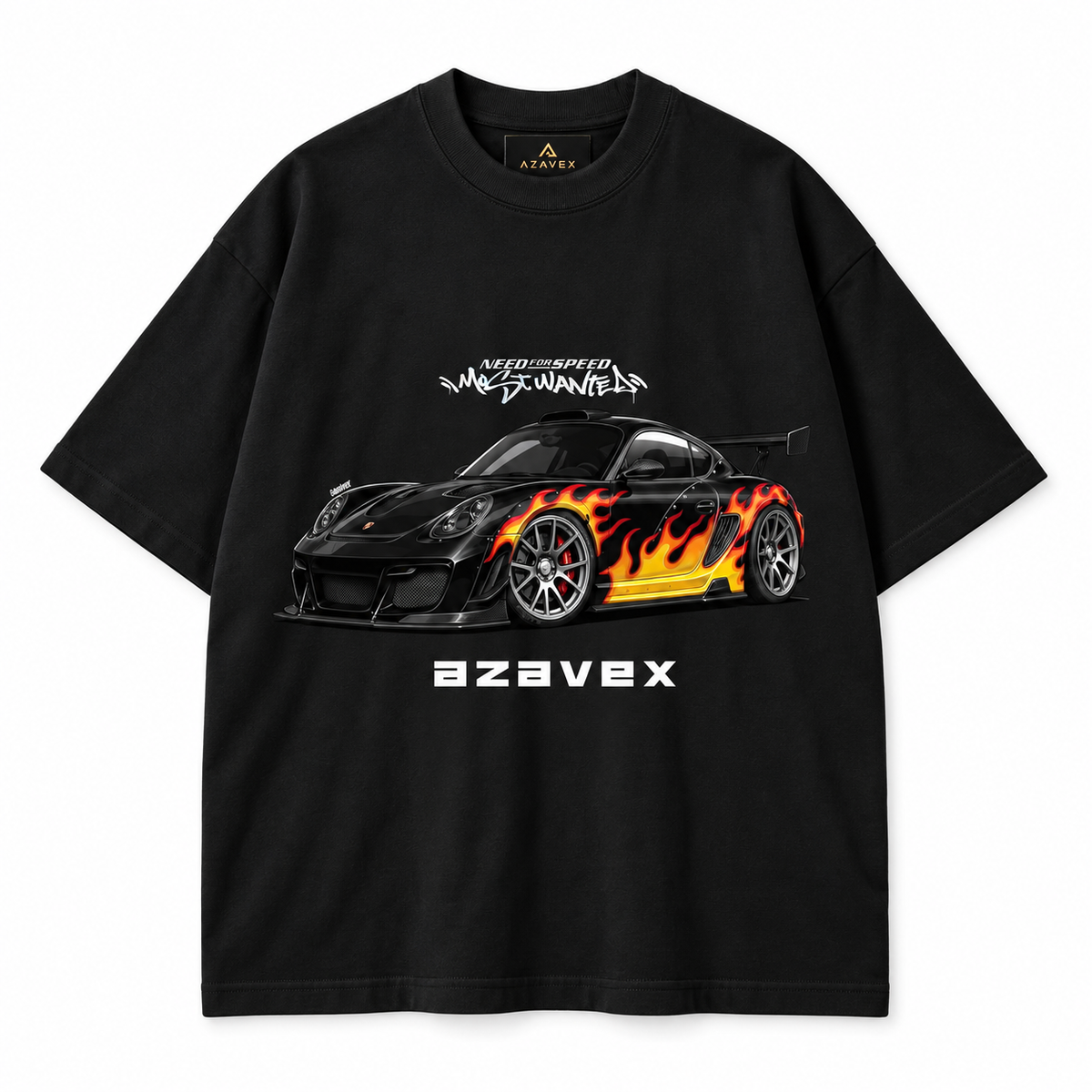 Flame Runner Motors Tee — black — front view