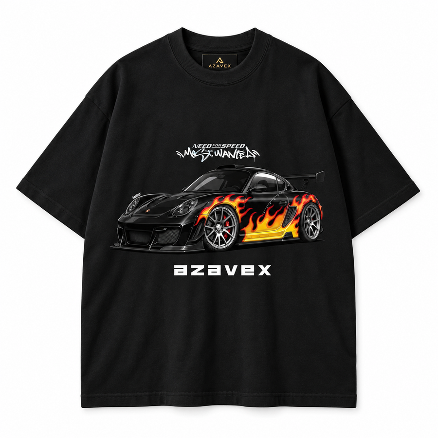 Flame Runner Motors Tee — black — front view