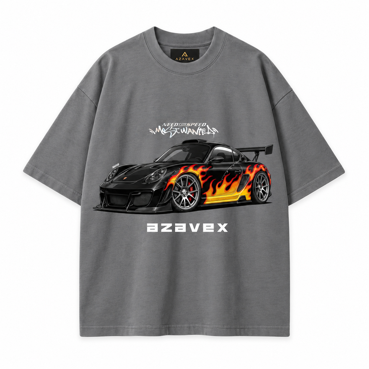 Flame Runner Motors Tee — gray — front view