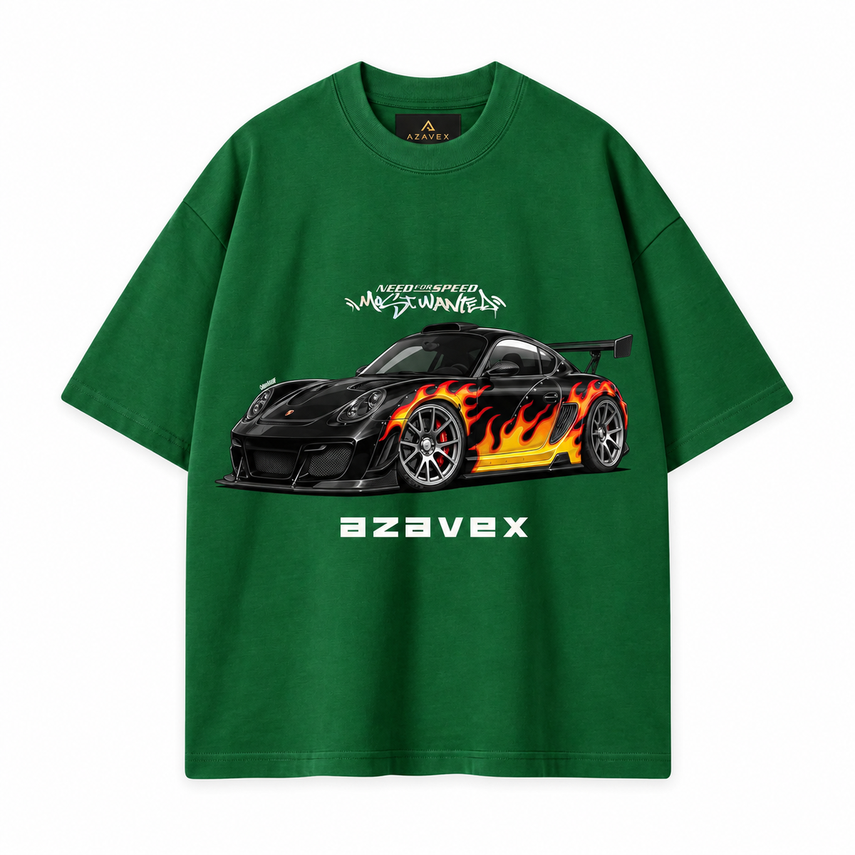 Flame Runner Motors Tee — green — front view