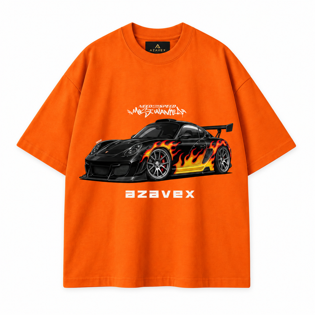 Flame Runner Motors Tee — orange — front view