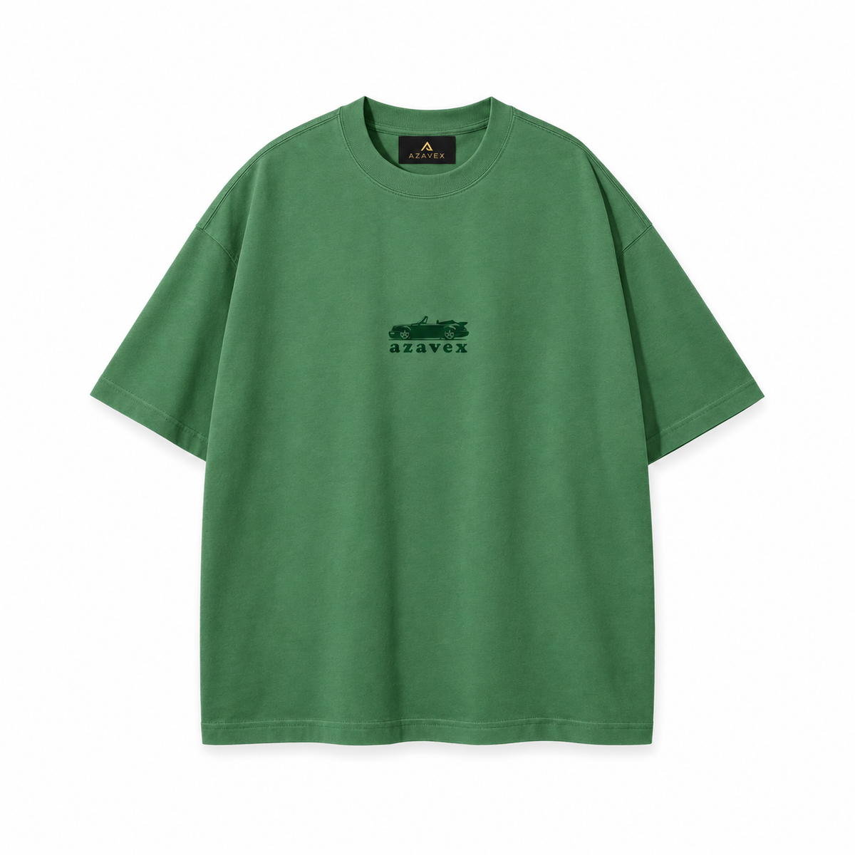 Hard Not to Look Motors Tee — green — front view
