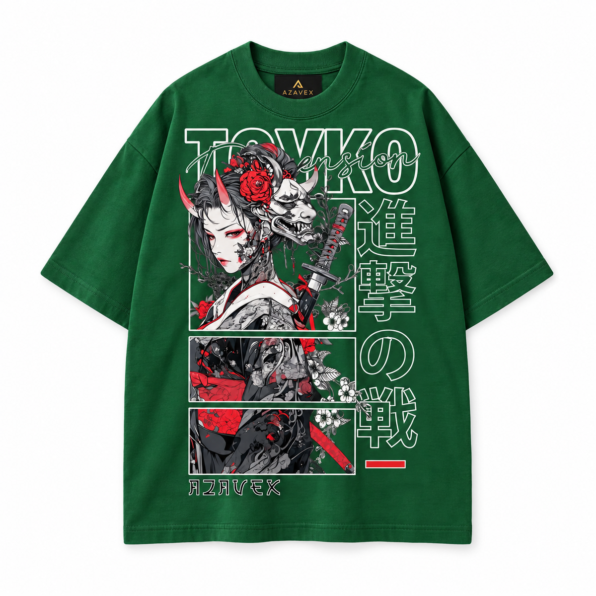 Tokyo Warrior Manga Tee — green — front view