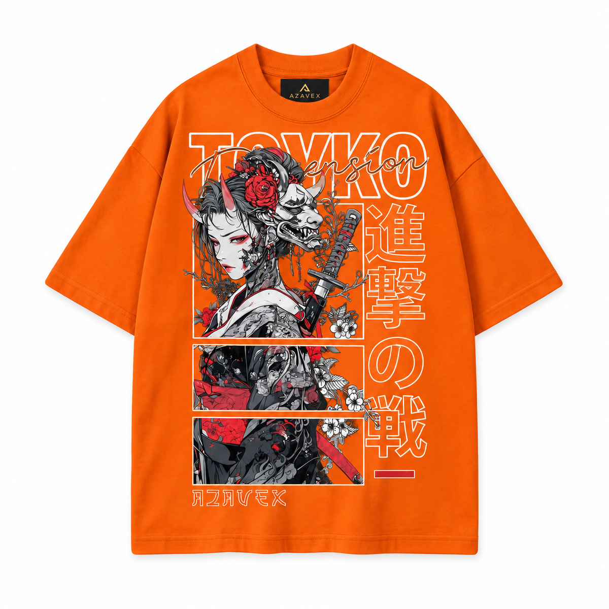 Tokyo Warrior Manga Tee — orange — front view