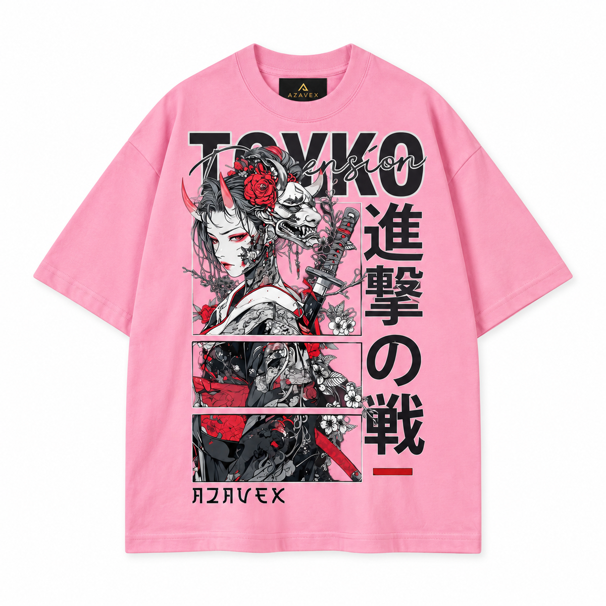 Tokyo Warrior Manga Tee — pink — front view