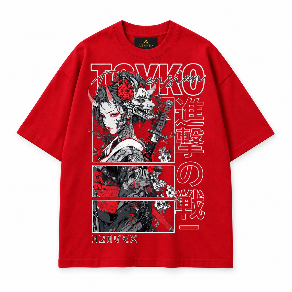 Tokyo Warrior Manga Tee — red — front view