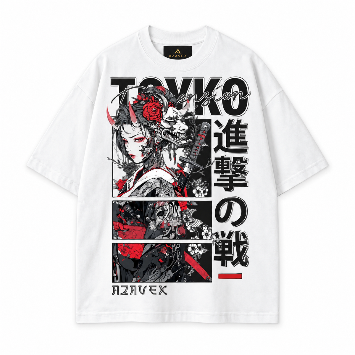 Tokyo Warrior Manga Tee — white — front view