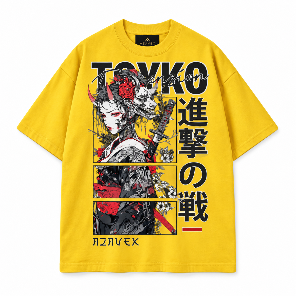 Tokyo Warrior Manga Tee — yellow — front view