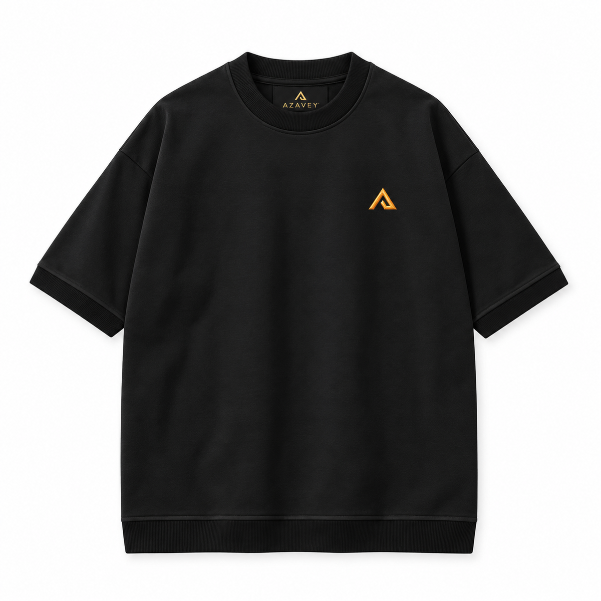 Contrast Trim Signature Tee — black — front view