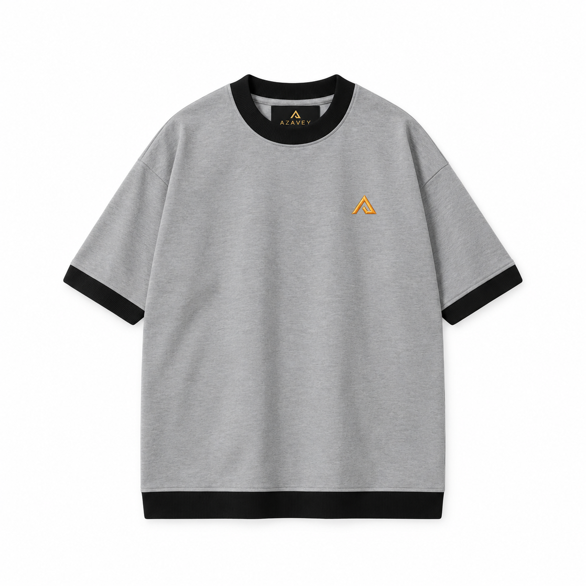 Contrast Trim Signature Tee — gray — front view