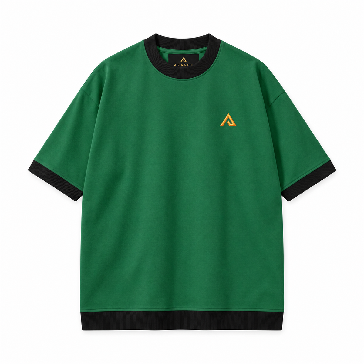 Contrast Trim Signature Tee — green — front view