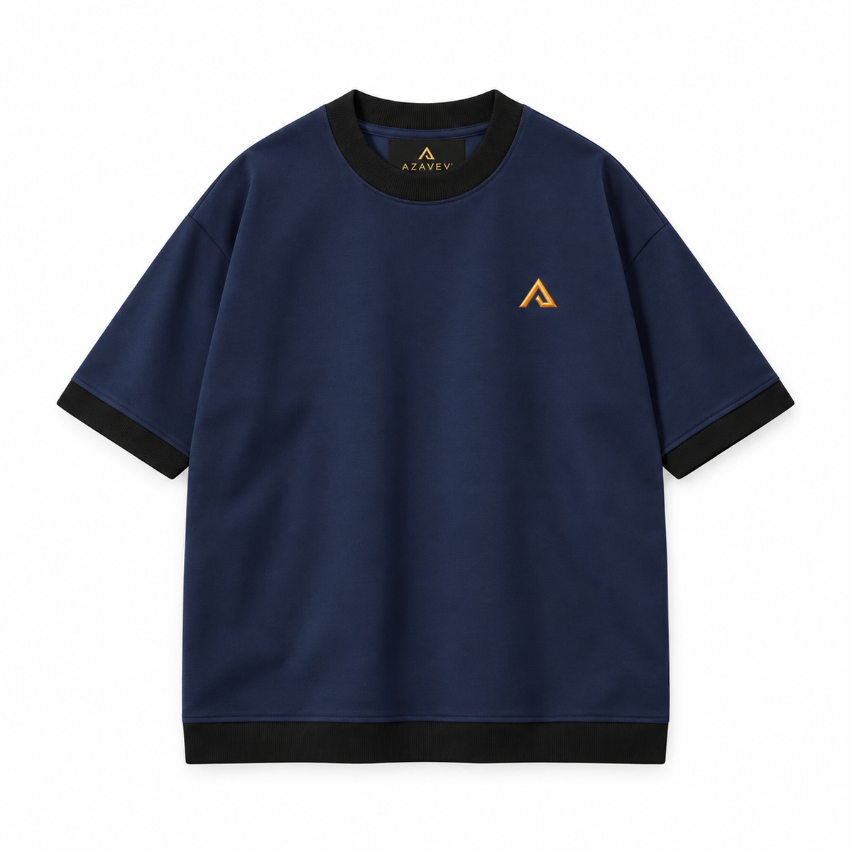 Contrast Trim Signature Tee — navy — front view