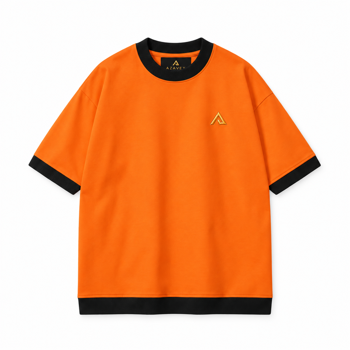 Contrast Trim Signature Tee — orange — front view