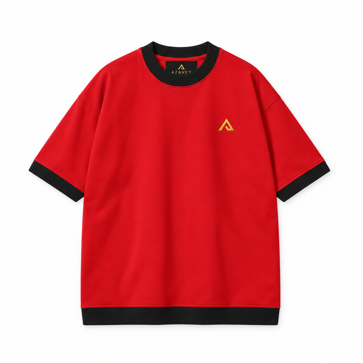 Contrast Trim Signature Tee — red — front view