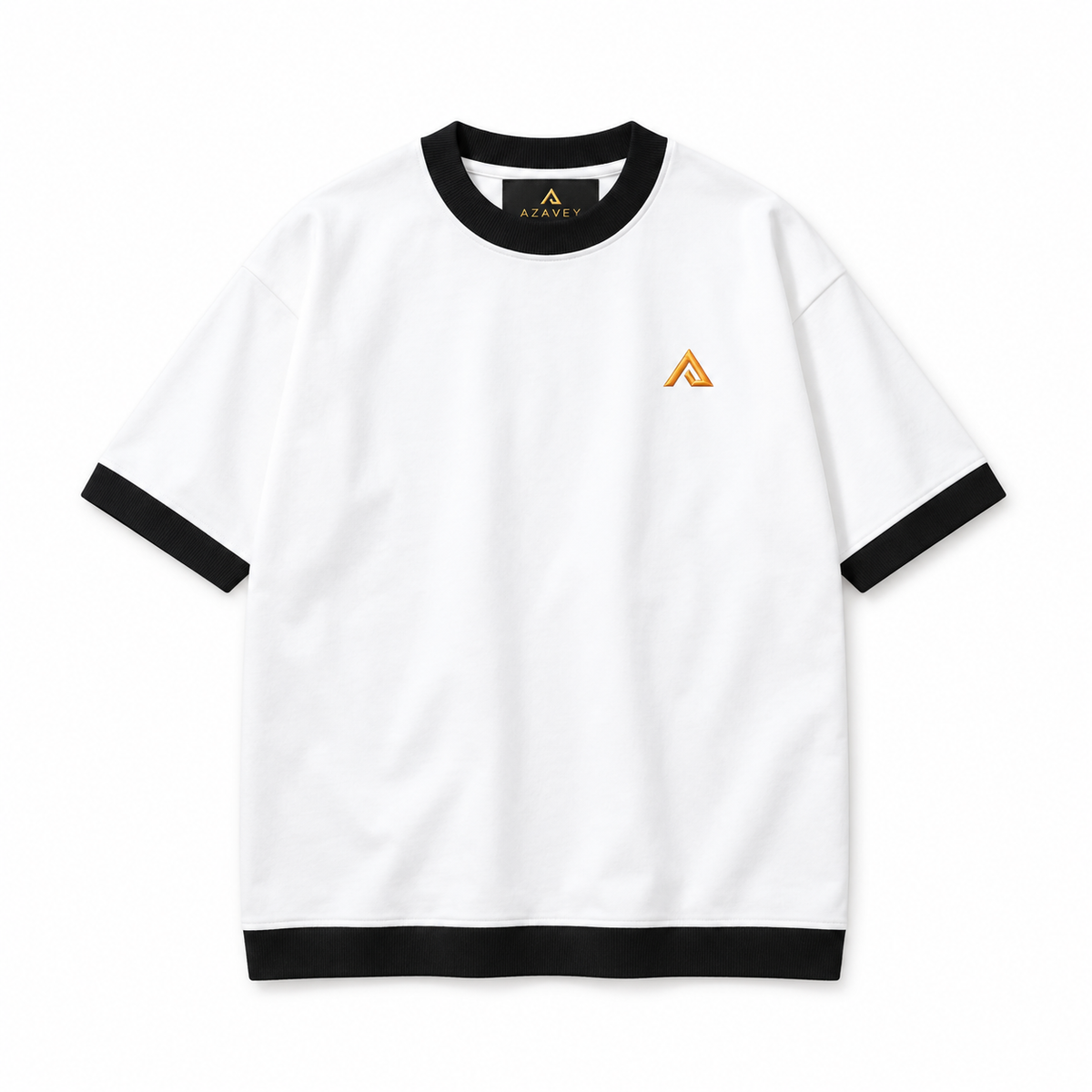 Contrast Trim Signature Tee — white — front view