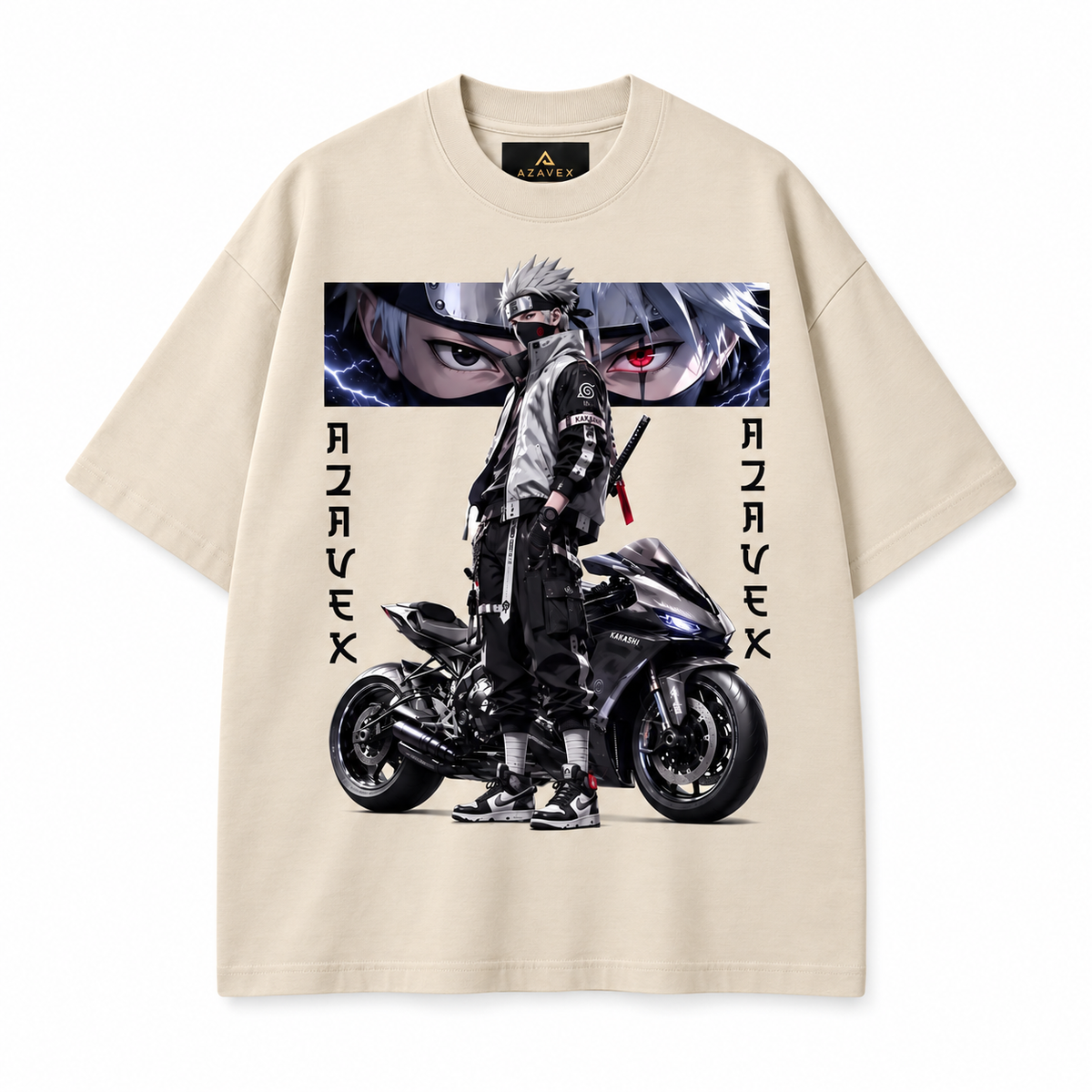 Midnight Rider Manga Tee — beige — front view