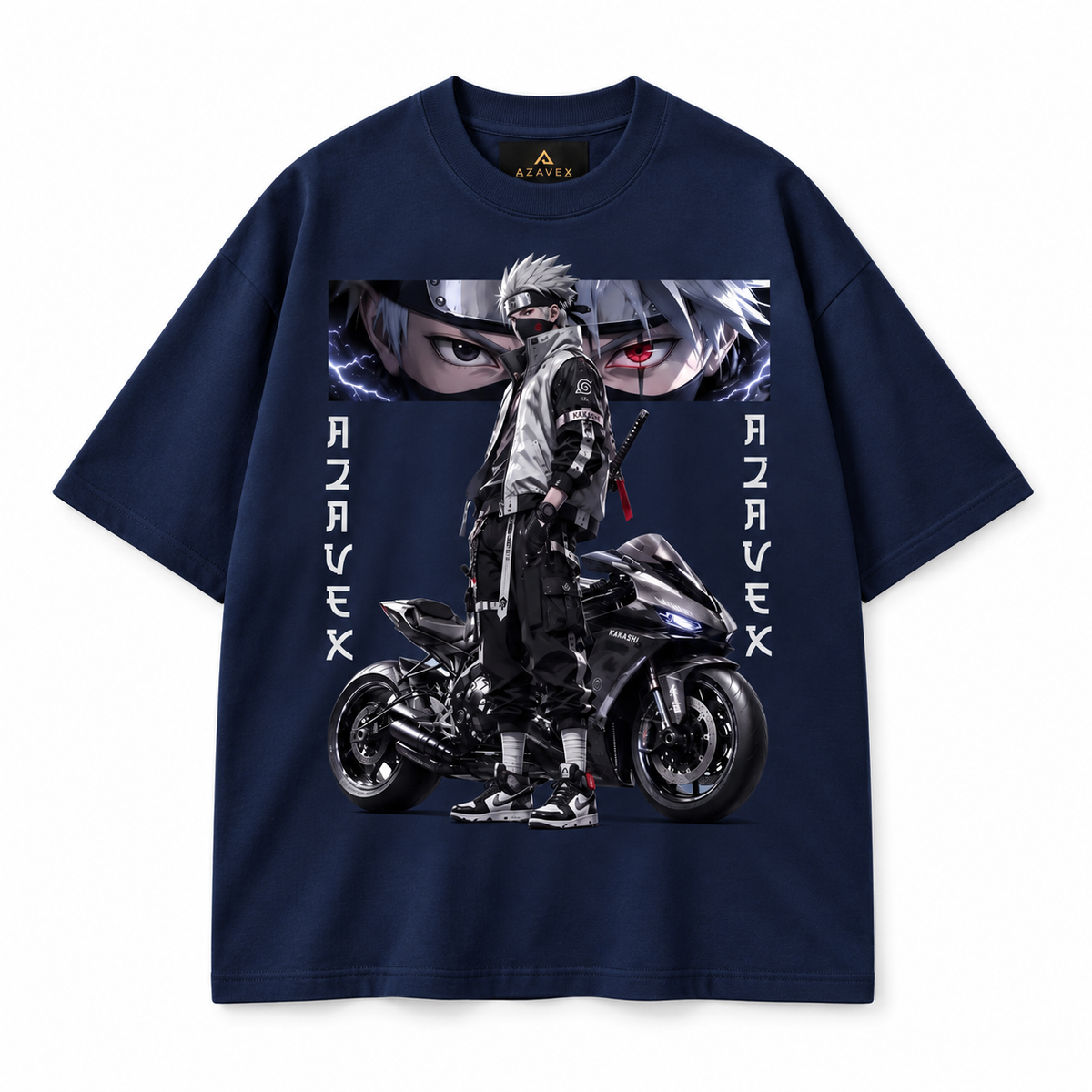 Midnight Rider Manga Tee — navy — front view